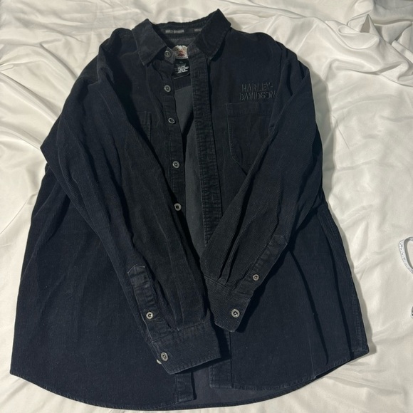Harley Davidson  Corduroy Button Down Shirt Black XL - Picture 1 of 11
